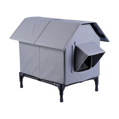 Elevated Outdoor Cats House Insulated for Winter Weatherproof Pet Shelter Comfortable Foldable Shelter