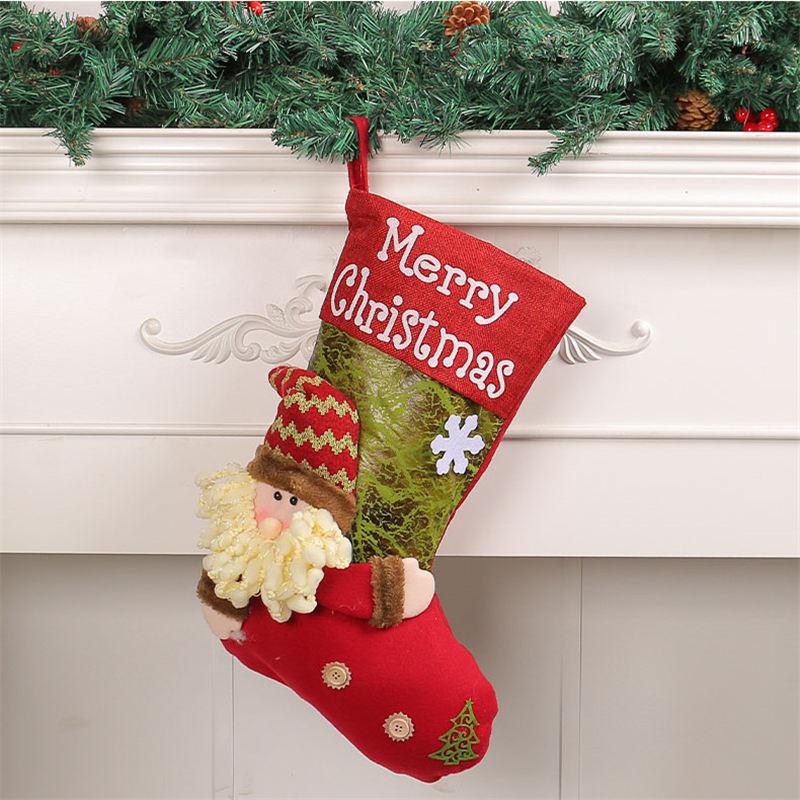 Christmas Santa Claus Big Head Doll socks Three-Dimensional