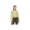 Nike Women's Green Casual Embroidered Cropped Sweatshirt