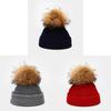 Knitted Hat For Kids Winter Warmth With Plush Ball Decoration For Outdoor Play
