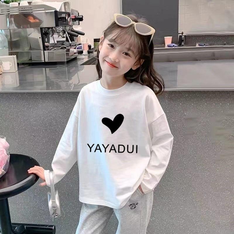 Girls' 100% Cotton Long Sleeve Stylish Base Layer T-shirt - Breathable Spring/Autumn 2024