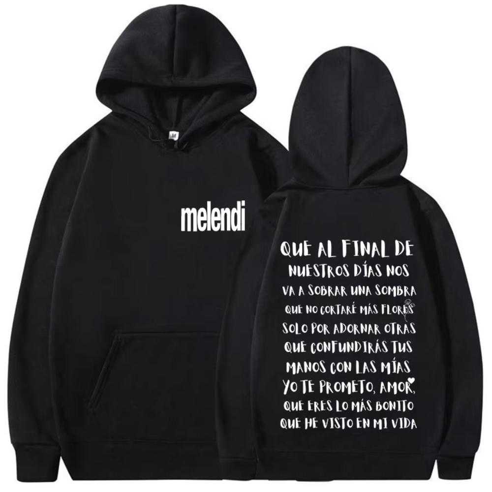 Rapper Melendi Album Letter Print Hoodie Mens Women Casual Fashion Oversized Sweatshirt Vintage Oversized Hoody S