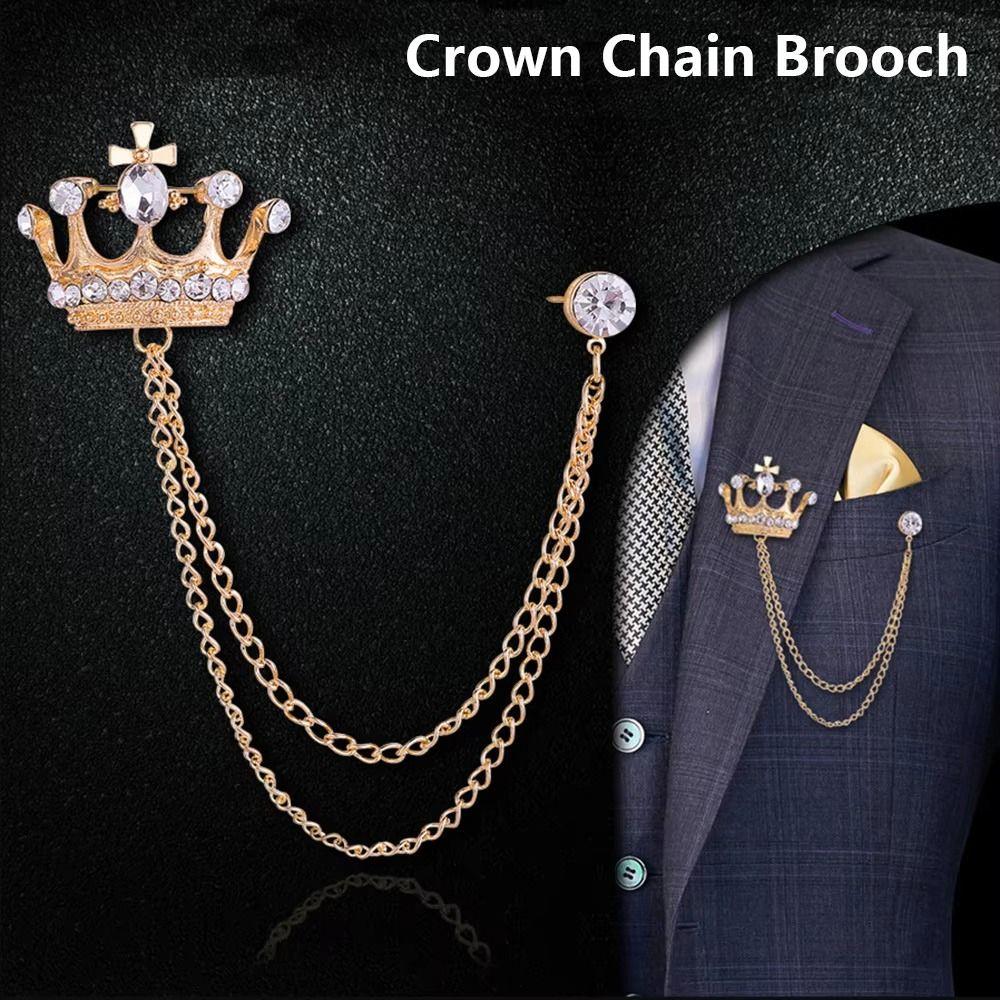 1Pcs Temperament Chain Brooch Vintage Collar Jewelry For Women Dress Mens Shirt Suit Set