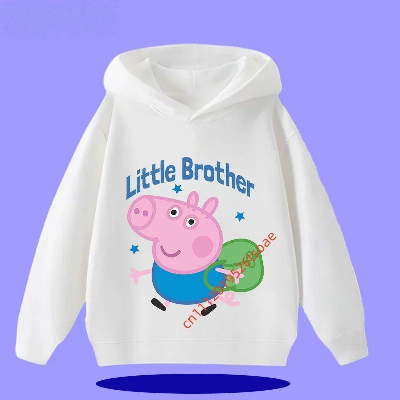 Peppa Pig Children's Hooded Sweatshirt 2026 New Style Cartoon Print Boys' Sport Shirt Girls' Casual Shirt