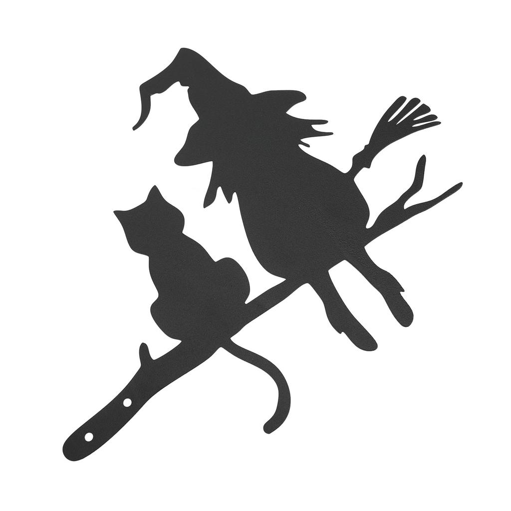 Hexenkatze Gartenstecker Metall Silhouette Niedlicher Hexenkatzenstecker Auf dem Ast für Baumstumpf Hof Rasen Deko