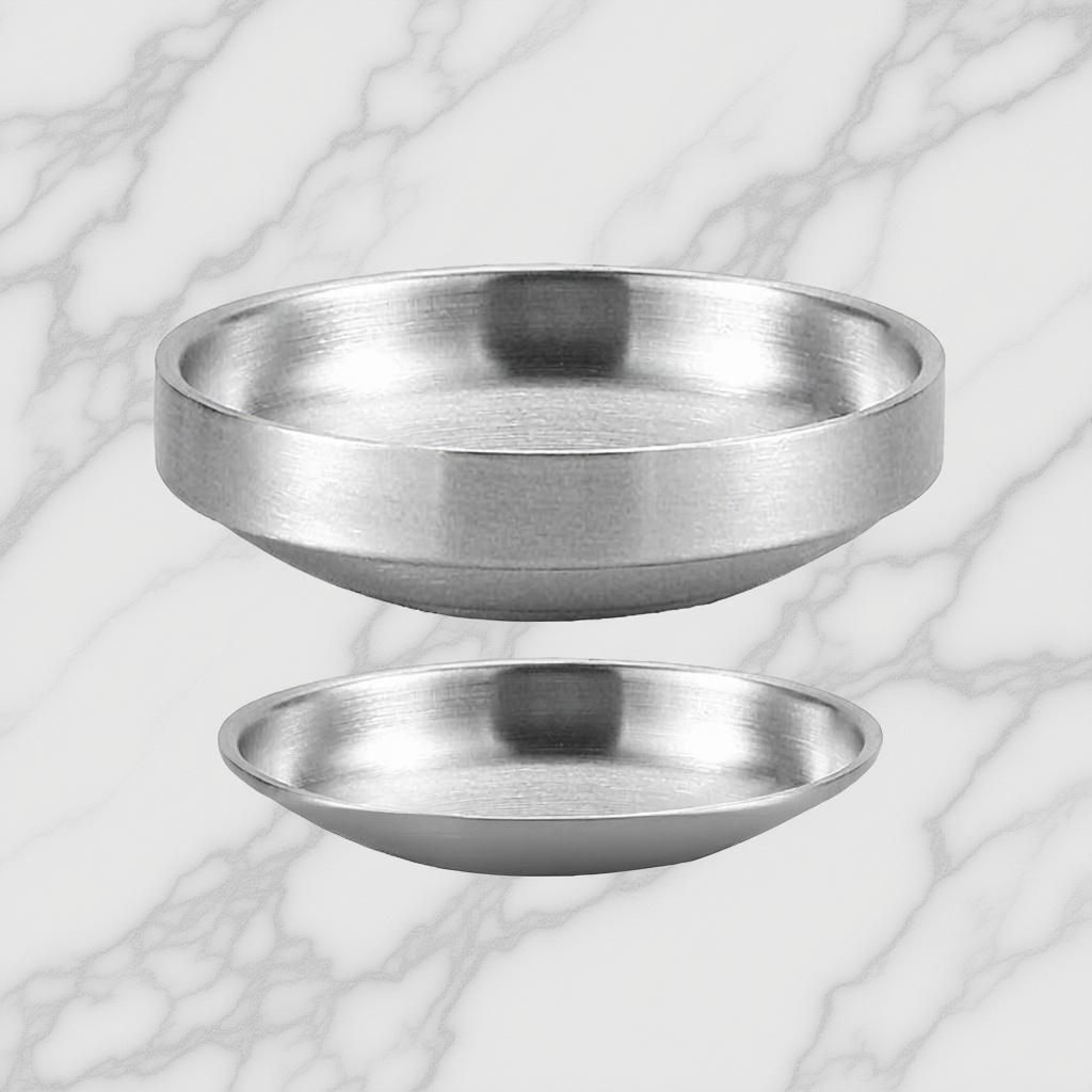 2-teiliges Dip-Schälchen aus Edelstahl im modernen Design zur Aufbewahrung von Soßen, Vorspeisen, koreanischen Kimchi-Salsa-Butter-Garnelen-Dips