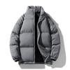 Men's Plus Size Cotton Padded Winter Jacket - Casual Stand Collar, Solid Color, Short Puffer Coat