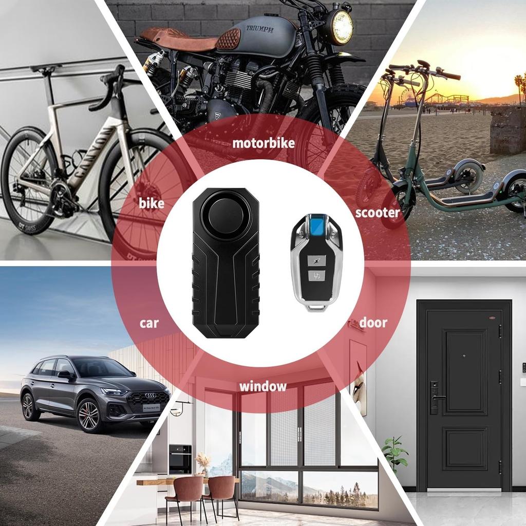 113 dB Remote Control Anti-Theft Bicycle Alarm, Electric Motorcycle Wireless Safety Vibration Bicycle Alarm,