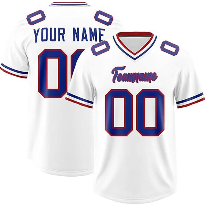 Customized Team Name Number Name Football T-shirt Personalized DIY V Neck White Sports Loose Quick Team Uniform Tops