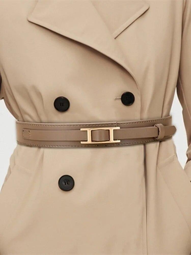 

Leather Female Belt for Women Belt Matching Coats Waistband Fashionable Brand