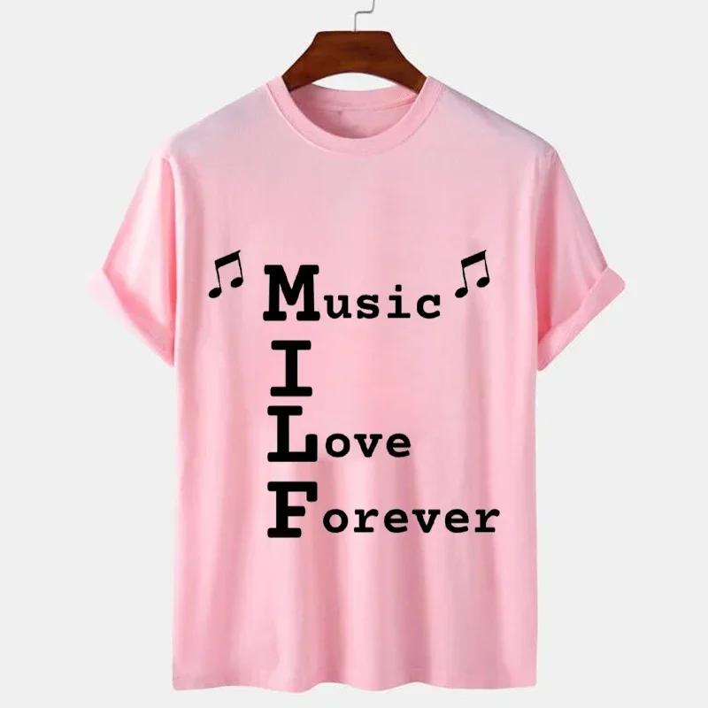 2023 Men's T-shirt MILF Music I Love Forever Short Sleeve Men's Loose T-shirt Men's Top Brand New Brand Men T-shirt Short Sleeve