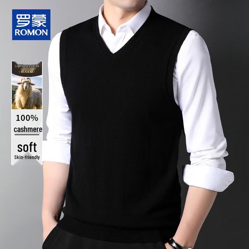 ROMON Men's 100% Cashmere V-Neck Knitted Vest