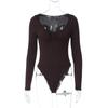Women's European & American Slimming Low-Cut U-Neck Jumpsuit - Elastic Autumn/Winter Base Layer