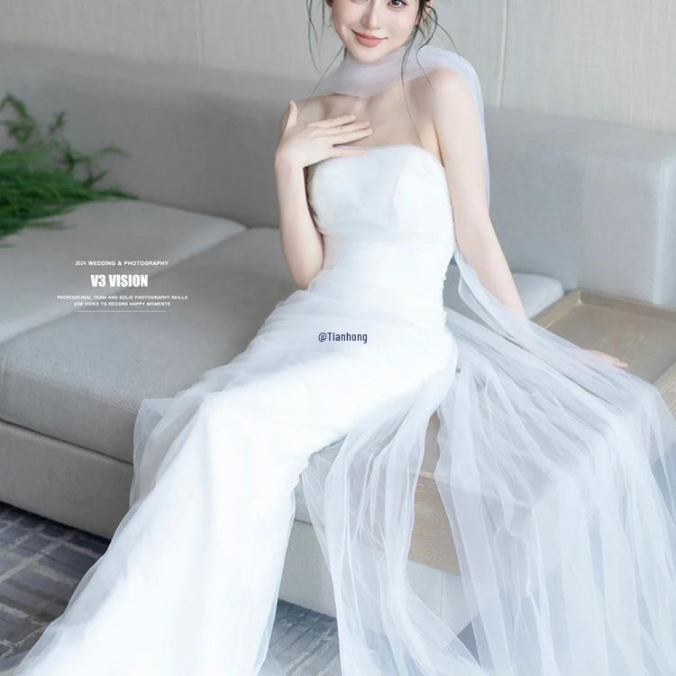 Silk Wedding Veil & Scarf Set for Bride Photoshoot