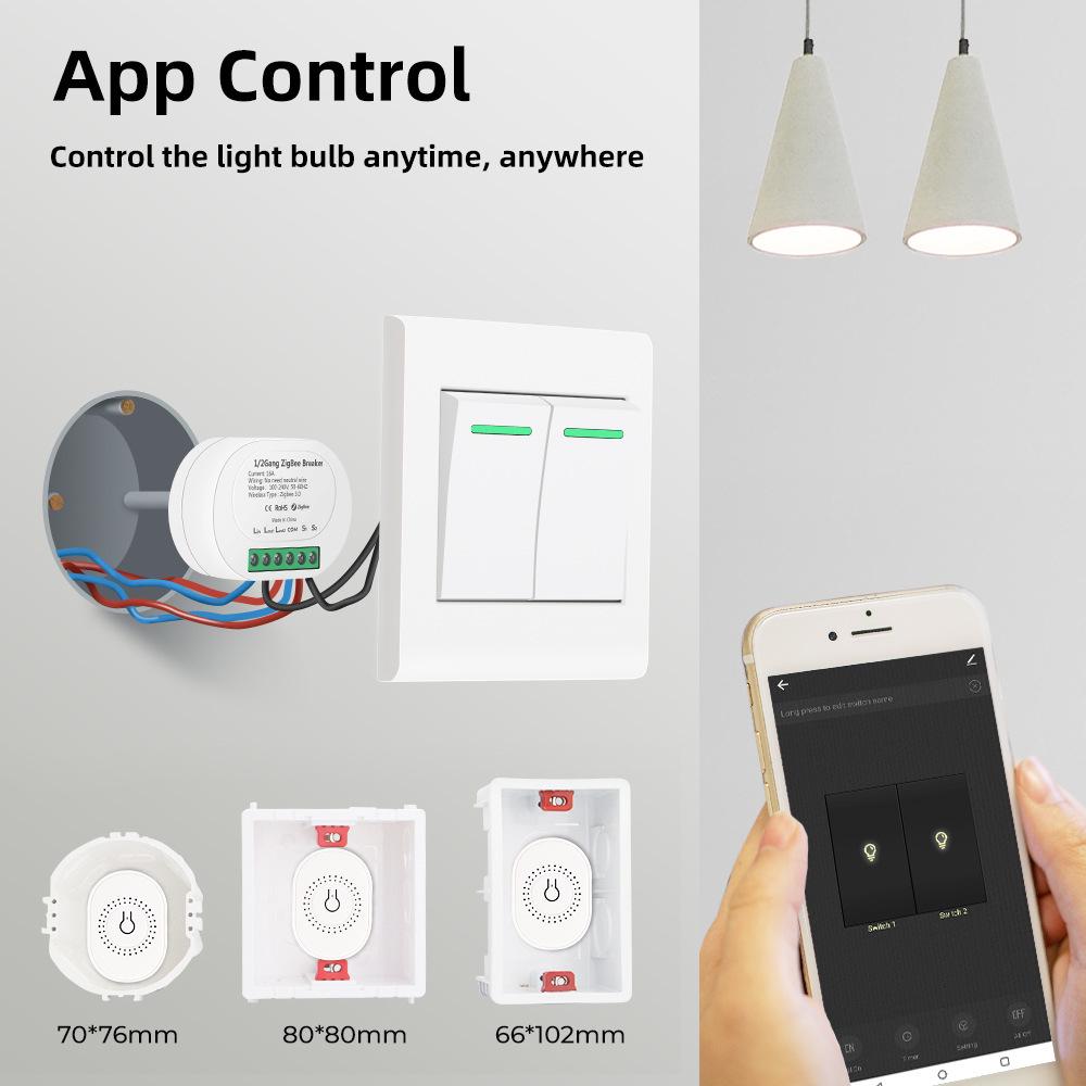 Graffiti WiFi Zigbee Smart Hidden Switch with Alexa Voice Control, Single/Two-Way, Zero/Single-Wire Compatible