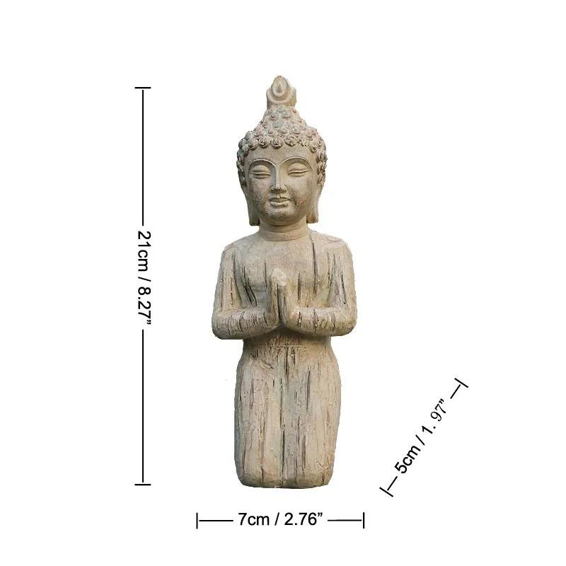 

Японская миниатюрная статуя молящегося Будды, скульптура из смолы, статуэтка монаха фэншуй для декора сада, украшения дома, аксессуары, современный стиль серый