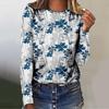 Spring and Autumn Round Neck 3D Flower Pattern Printed Top Fashionable Casual Long Sleeved Women's T-shirts