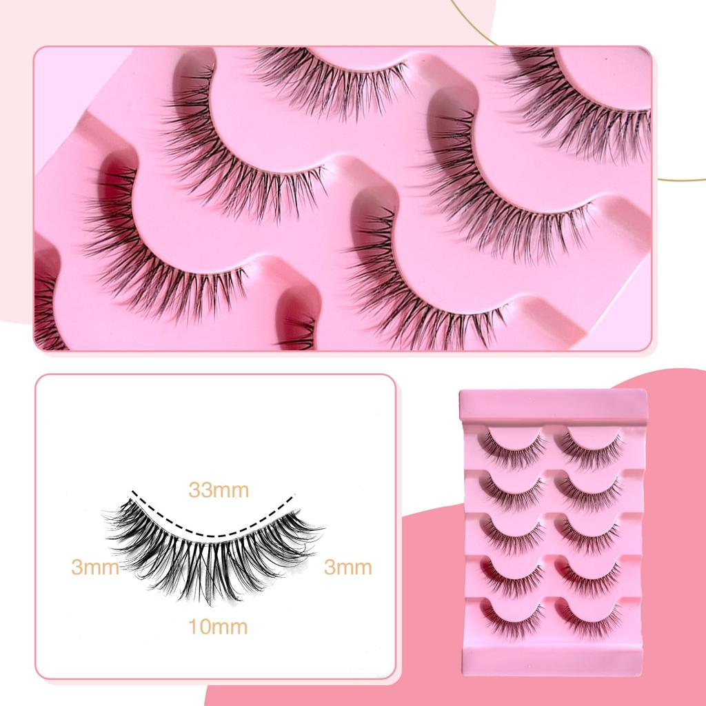 SHELWIN False Easy To Apply for Handmade False Natural Includes Light Makeup 5 Pairs Lash Eyelashes, Beginners, Eyelashes, Eyelashes, Tweezers, Gift,