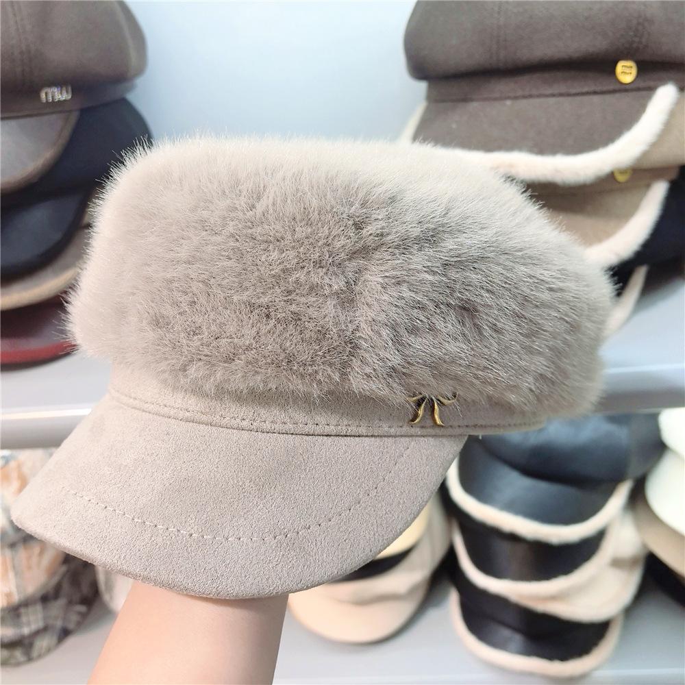 

Шикарный плюшевый восьмиугольный берет с козырьком в британском стиле — уютная и теплая зимняя шапка для женщин, идеальная для Рождества one size хаки