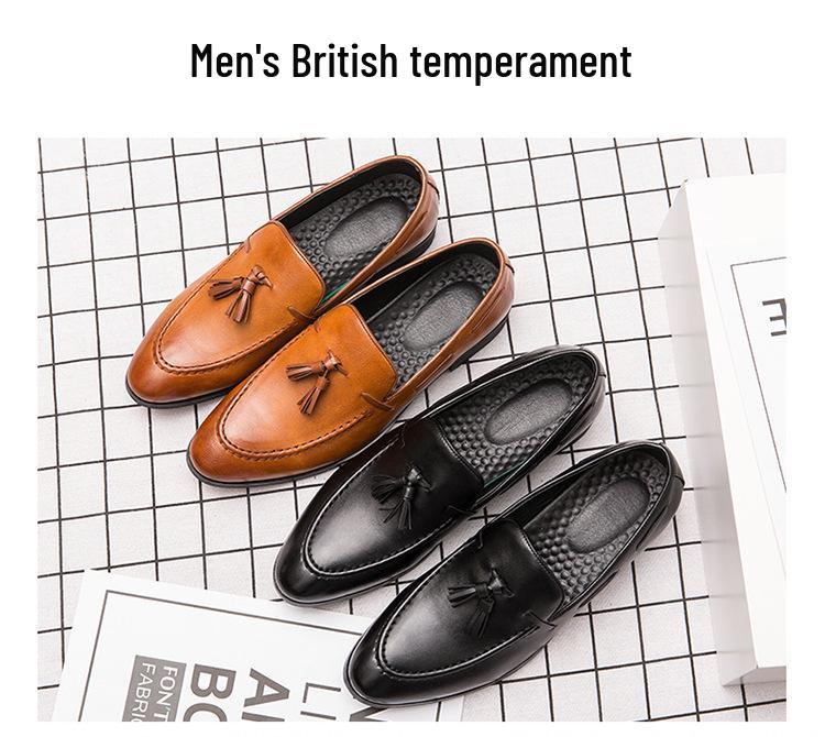 Men's Pointed Toe Slip-On Leather Brogues - Trendy Hairstyle Artist British Style, Business Formal and Casual Shoes