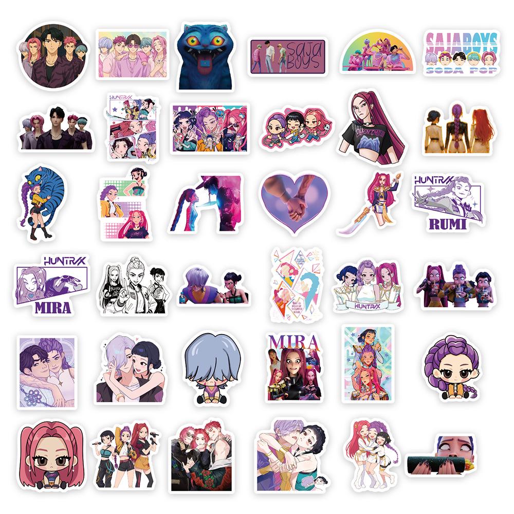 74 K-Pop & Demon Hunter Graffiti Stickers: Cartoon Animation Characters, Creative DIY Sets