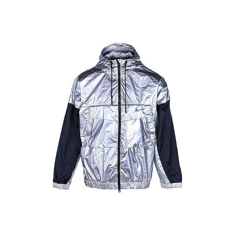 

Мужская ветровка с контрастной вставкой и логотипом Nike, серебристая DD2886-095 L