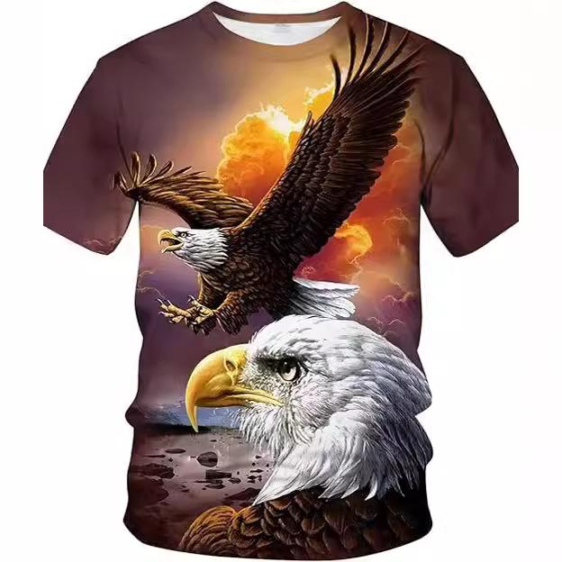 Plus Size FUGUIS 3D Digitaal Bedrukt Heren T-shirt Mexico Arend Jacht Casual Ronde Hals Korte Mouw T-shirt 4XL