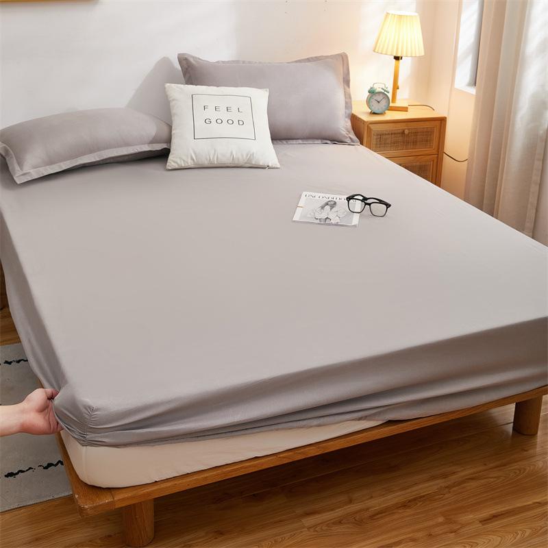 Fitted Sheet Single Piece Washed Cotton Non-Slip Brushed Mattress Cover Mattress Protector for Student Dormitory