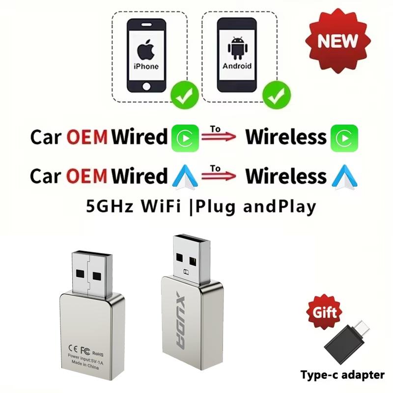 

XUDA 2025 Wireless CarPlay Android Auto Wireless Adapter Smart Mini Box Plug And Play WiFi Fast Connect Universal For Nissan 2in1-B