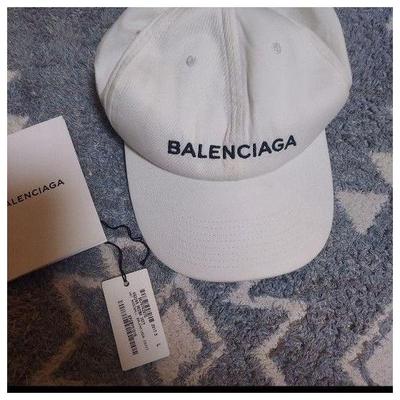 Used BALENCIAGA White Hat Logo Embroidery Cap
