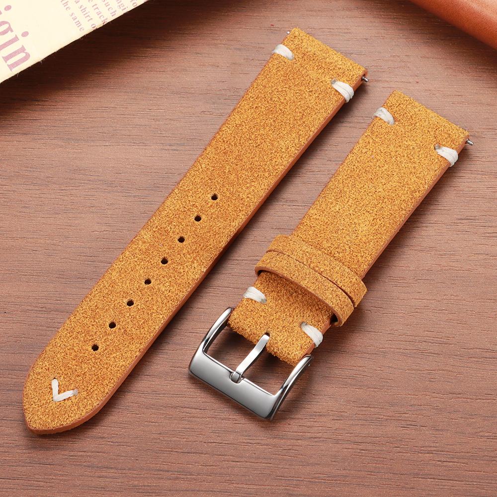 Genuine Suede Leather Watch Strap Vintage Brown Watch Band 18mm 20mm 22mm Quick Release Watchband for Omega Business Wristband