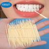 Plastic Dental Picks Double-Ended Toothpicks with Fine Tips 100 Pieces Portable Pack Food Grade Material Oral Care Tools