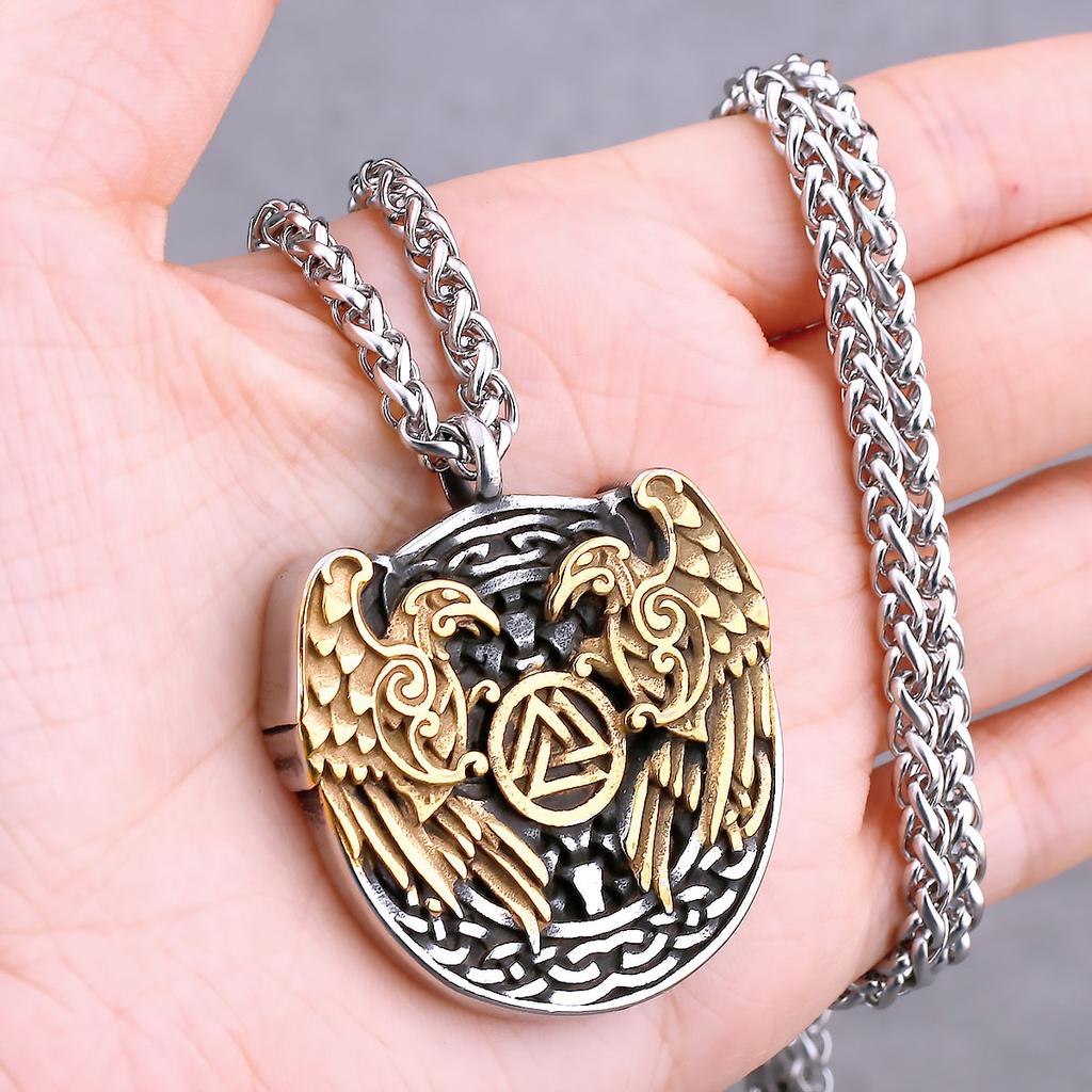 Colar Animal Corvo Dragão Viking Nórdico Vários Masculinos Pingente Amuleto de Odin Aço Inoxidável Moda Joias Vintage