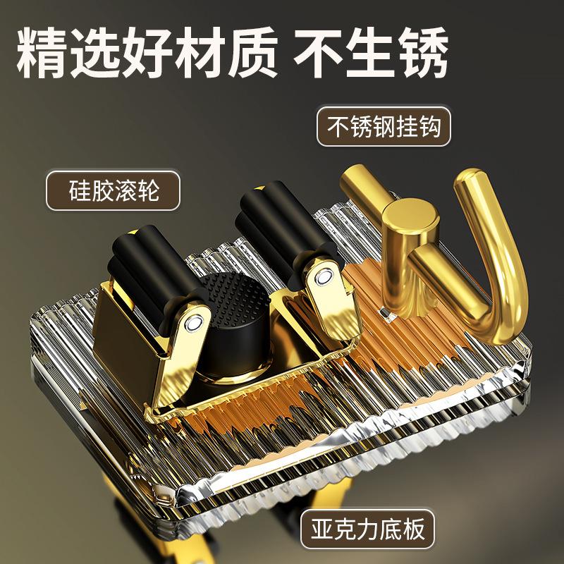 Mop hook No punching drag Space aluminum fixed hanger Acrylic bathroom Toilet storage Wall hanging type