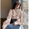 French-style Retro Floral Shirt for Women with A Suit Collar Sweet Rose Pattern Shirt and A Top with A Sense of Design