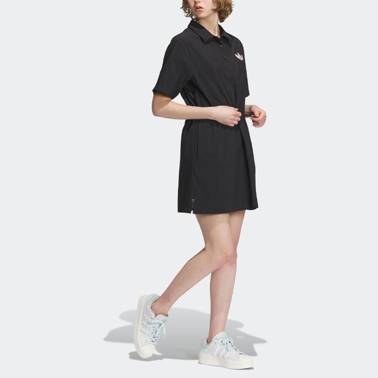 adidas Originals LT DRESS Women's Polo Short Sleeve Dress Black IP2199