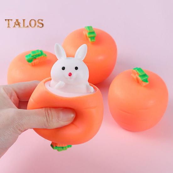 4Pcs Popping Rabbit Carrot Squeeze Toy Anxiety Stress Relief Bunny Radish Sensory Pinch Toy Kids Adults Vegetable Animal Fidget Toy