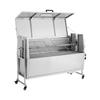 Rotisserie Grill, 38W BBQ Outdoor Pig & Lamb Spit Roaster, Charcoal Spit Roaster with 60 Kg Capacity, Wheels & 4-Level Height, Stainless Steel