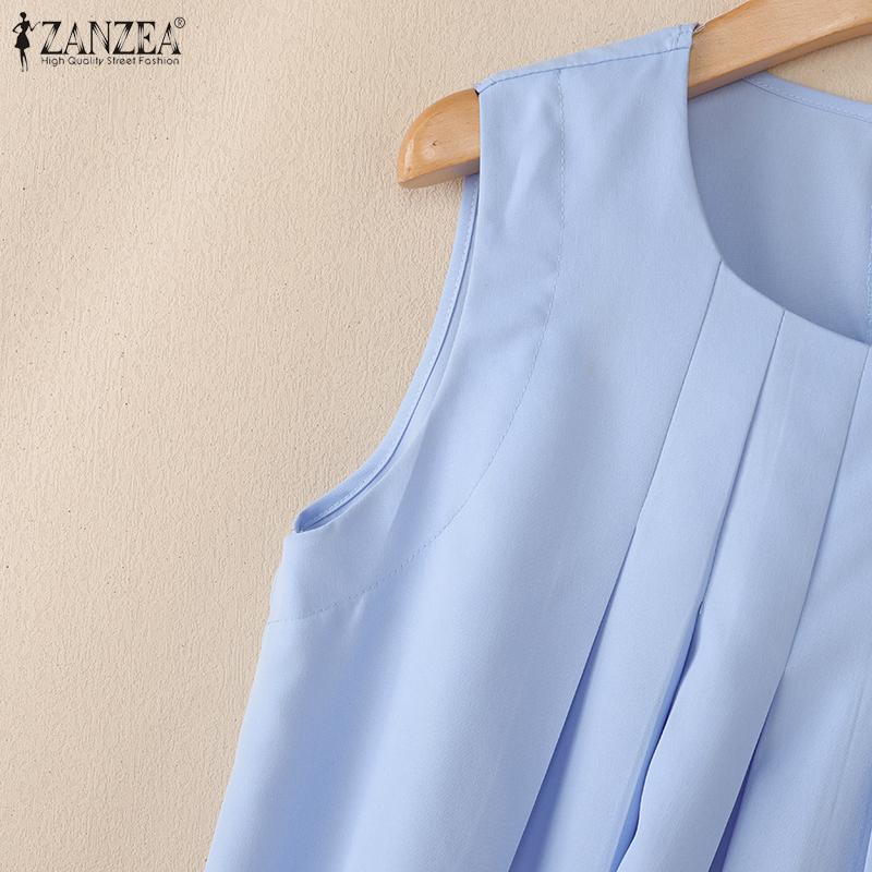 ZANZEA Women Casual Round Neck Summer Sleeveless Tank Tops