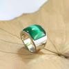 Přírodní Hetian Jade Čtvercový Smaragdový Kámen Kočičí Oko Vintage Prsten pro Páry