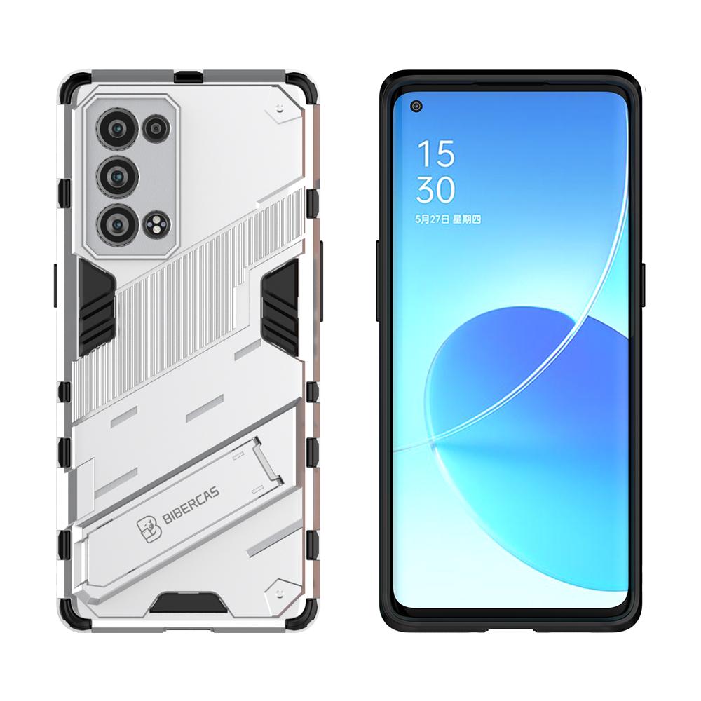 Shockproof Hard Case for OPPO Reno 6 Pro Plus Reno6 Z 5G Reno 6Z Punk Style Back Cover Casing with Kickstand