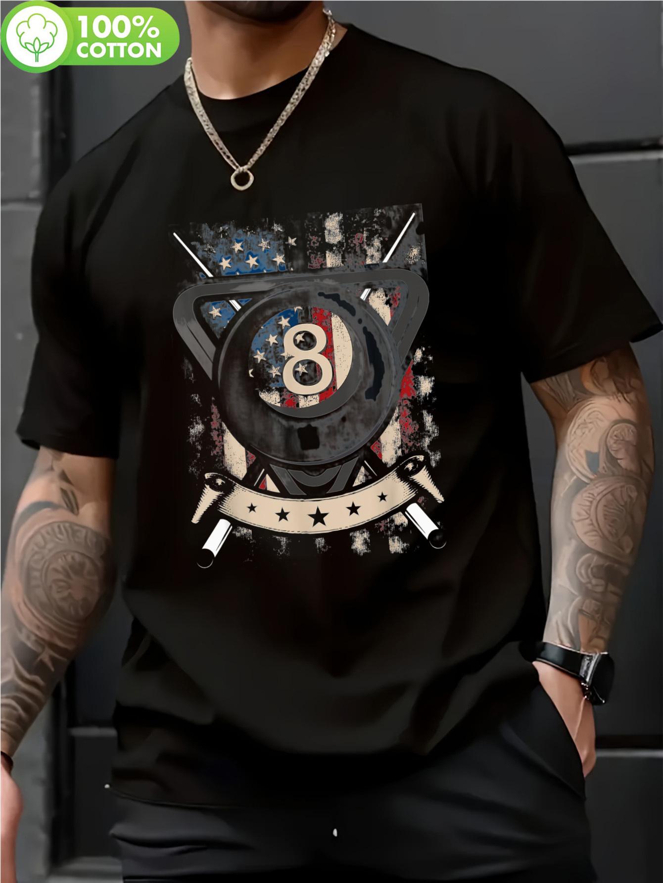 Patriotic Pool Player Tshirt - American Flag and No. 8 Ba... XXXXL