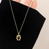 Black Zircon Pendant Necklaces, Stainless Steel Gold Color Necklace Women, Luxury Style Jewelry Accessories Chain Banquet Gift