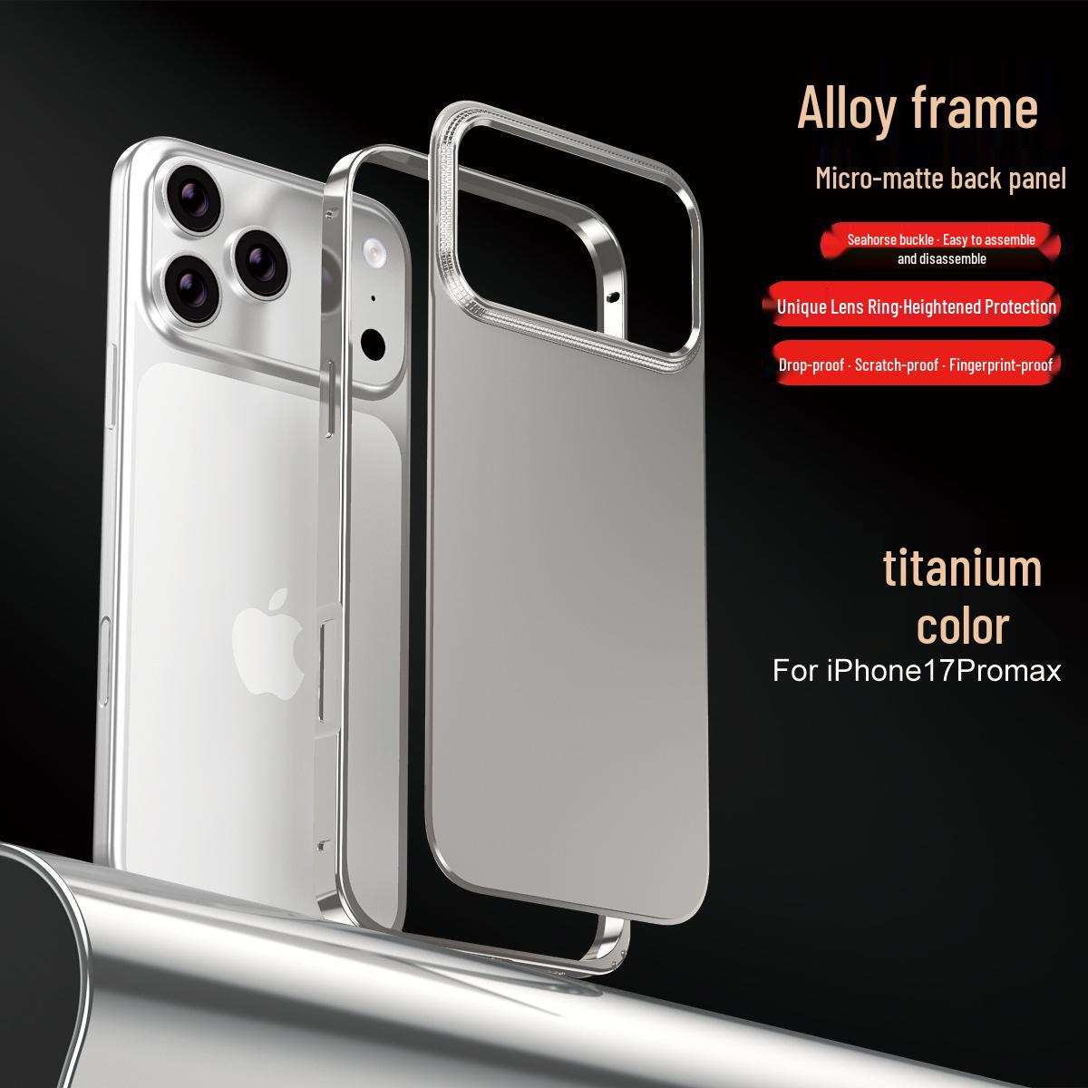Apple 17 Pro Max Matte All-Metal Case: Seahorse Buckle, Heat Dissipation, 16PM High-End Protective Shell. iPhone 17