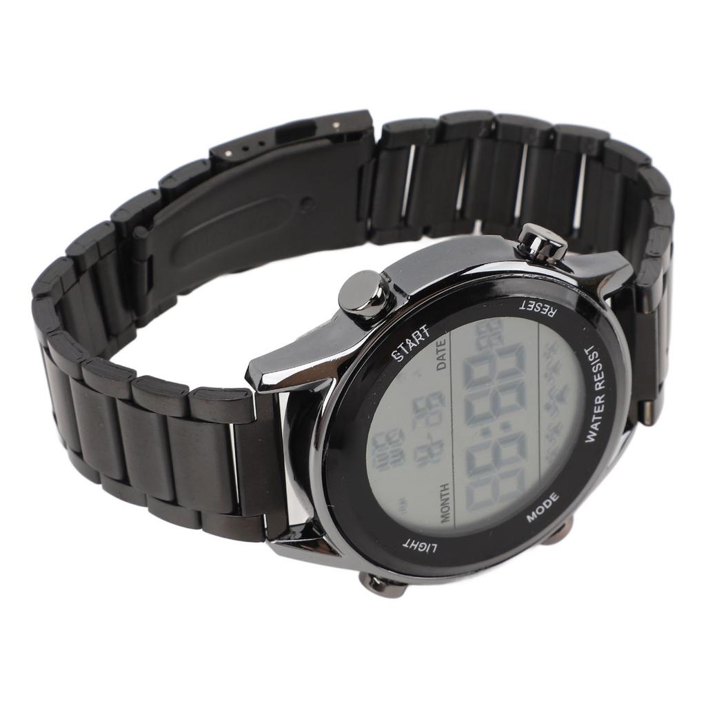 Men Digital Watch Multifunctional 50m Waterproof Depth LED Night Light Men Wrist Watch Black