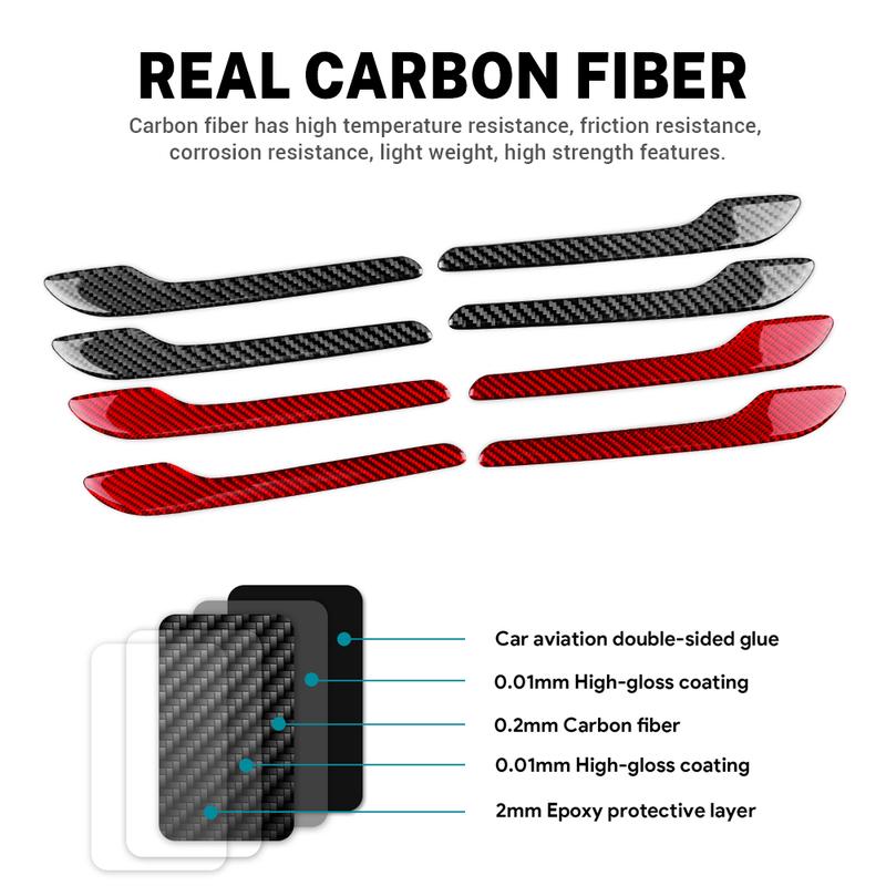 4PCS Real Soft Carbon Fiber Door Handle Trim Sticker For Tesla Model 3 Model Y - Highland 2024 Juniper 2025 Accessories