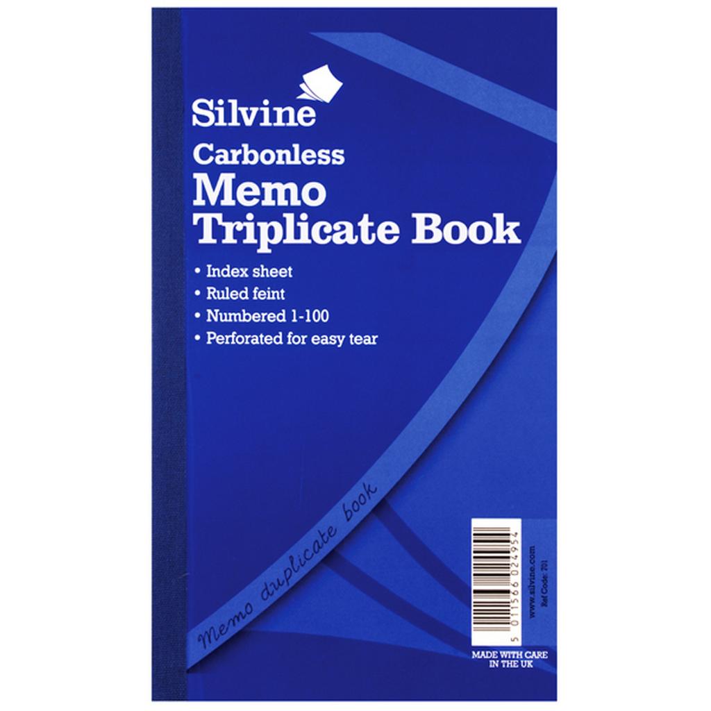 Silvine Large Carbonless Memo Triplicate Book Feint 300 Sheets (Pack Of 5)