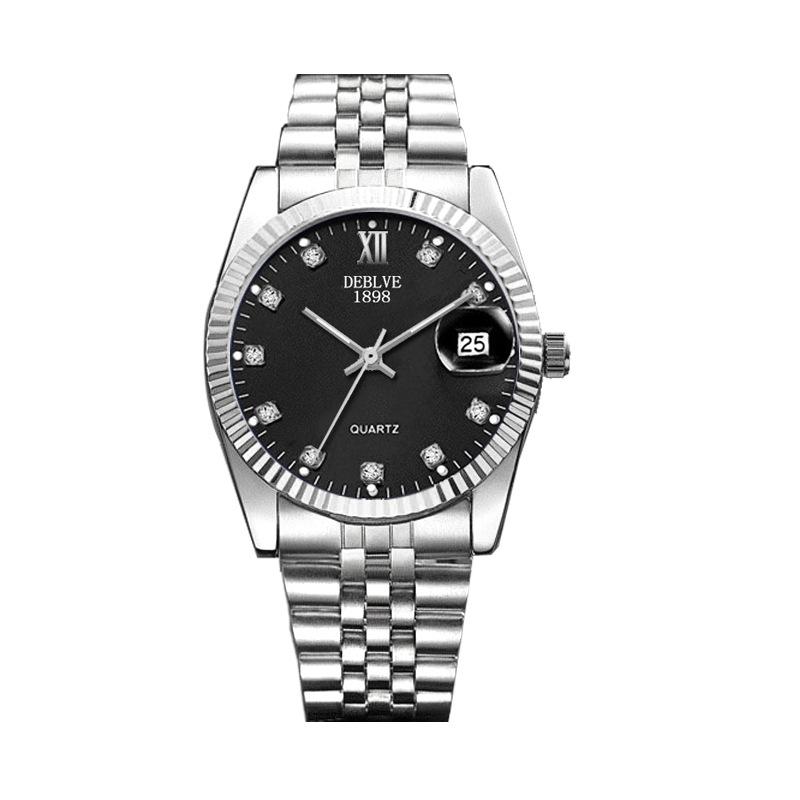 Reloj de Moda Clásico Versátil para Hombre con Correa de Acero, Movimiento No Mecánico, Función de Calendario y Diseño Unisex para Parejas.
