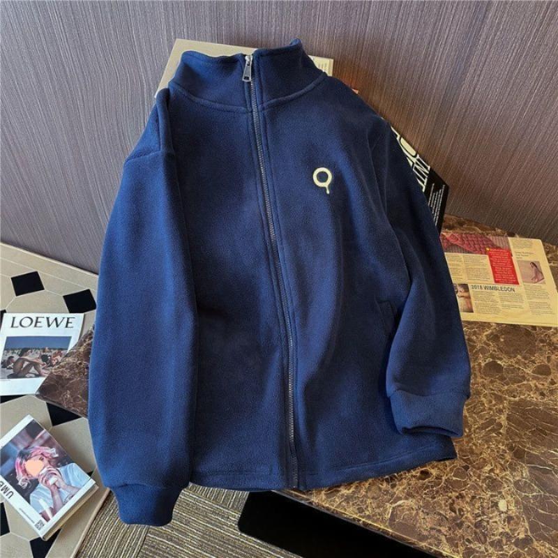

Milk fleece sweater women s autumn and winter feeling thickened fleece shirt casual versatile new loose warm jacket 2XL тёмно-синий