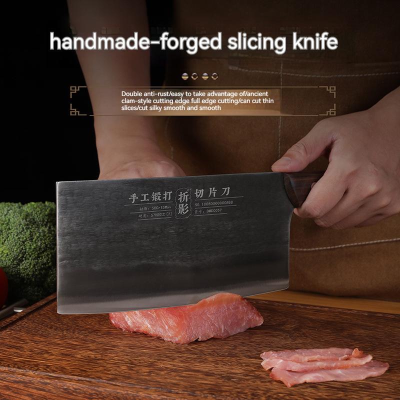 Handmade Forged Slicing Knife Wood Handle Chefs Cleaver Longquan Kitchen Knives For Cutting Vegetables And Meat China Messer